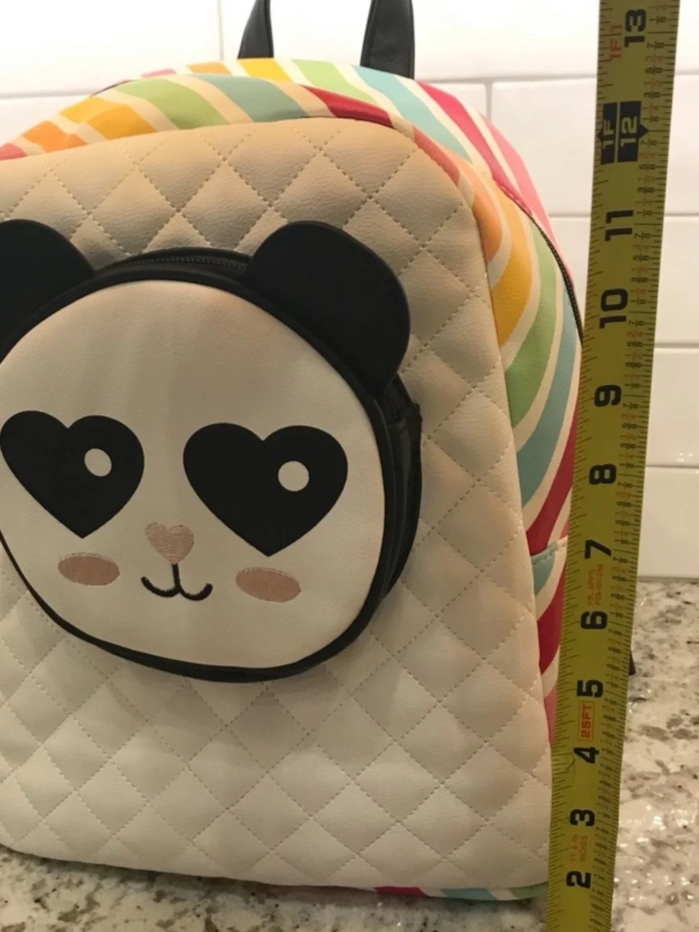 BETSEY JOHNSON Quilted Rainbow Heart Panda Backpack